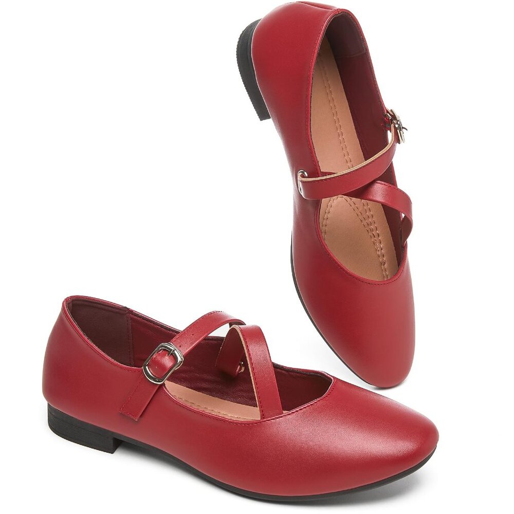 Women's Cross Strap Ballet Flats With Memory Foam Insoles